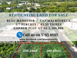 Residential Land of 63.39 toises for sale in Beau Manguier, Cap Malheureux.